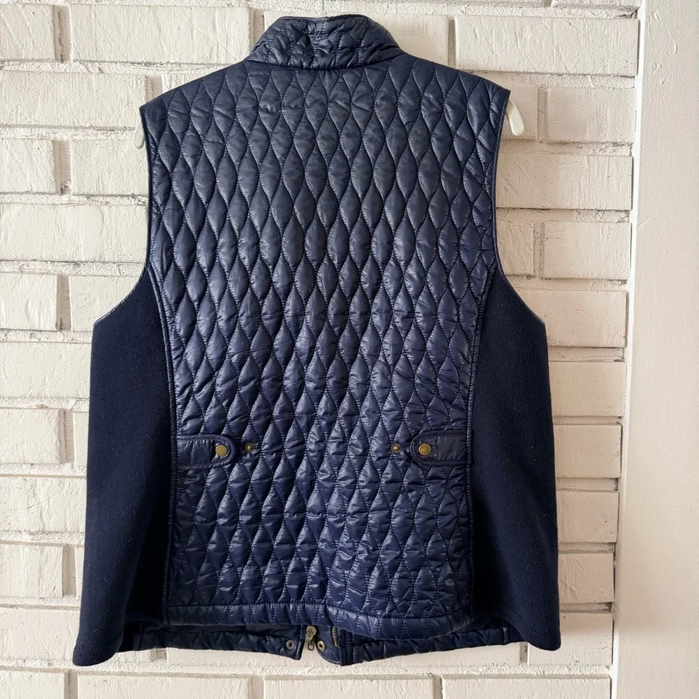 Talbots Diamond Quilted Vest Navy Blue‎
